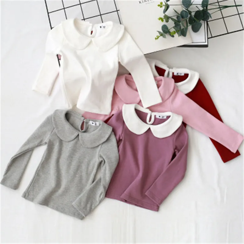 2018 Baby Girls T shirt Peter pan Collar Bottoming Shirts Cotton Girl Tops Tees Children's Clothes Girls Blouse AA3220
2018 Baby Girls T shirt Peter pan Collar Bottoming Shirts Cotton Girl Tops Tees Children's Clothes Girls Blouse AA3220