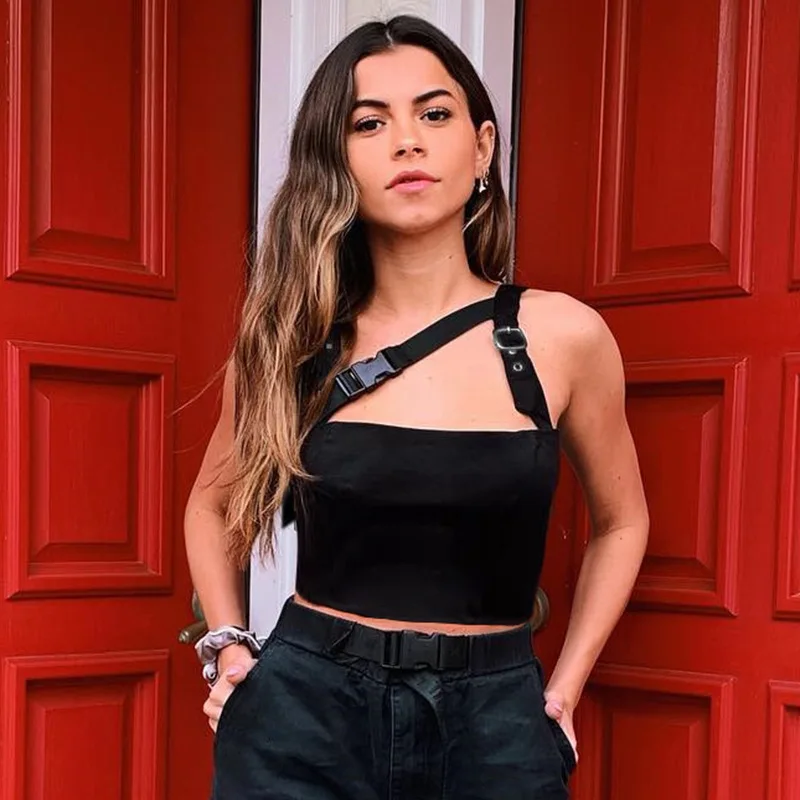 Cotton Streetwear Black Buckle Top Cropped Cami Irregular Shoulder Summer Crop Top Women Strap Festival Tops Clothes
Cotton Streetwear Black Buckle Top Cropped Cami Irregular Shoulder Summer Crop Top Women Strap Festival Tops Clothes