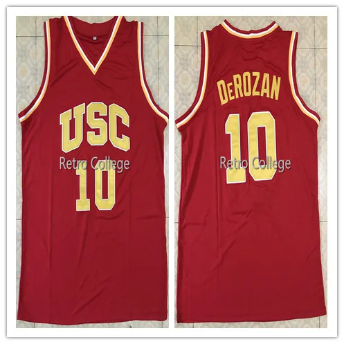 

#10 Demar DeRozan USC Trojans Throwback College white Red basketball jersey Embroidery Stitched Customize any name and number