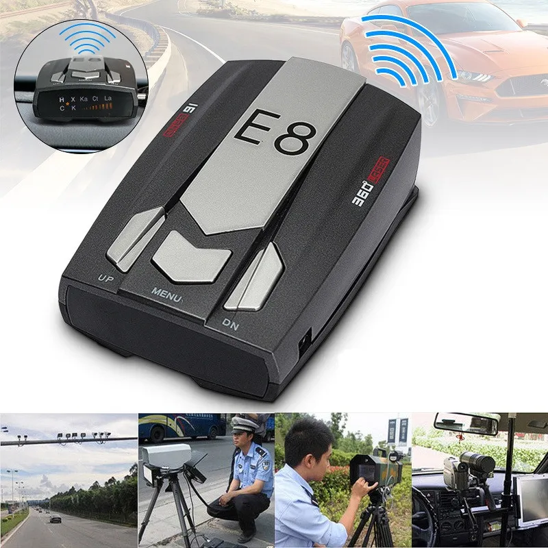 E8 Car Radar Detector 360 Degrees LED Display Alert Warning Anti Radar Detectors Russia / English Voice
E8 Car Radar Detector 360 Degrees LED Display Alert Warning Anti Radar Detectors Russia / English Voice