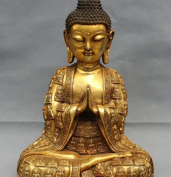 17" (43cm) Tibet Folk Bronze Gilt Buddhism Rode Amitayus Joss Shakyamuni Buddha Statue 34cm 23cm
17" (43cm) Tibet Folk Bronze Gilt Buddhism Rode Amitayus Joss Shakyamuni Buddha Statue 34cm 23cm