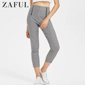 ZAFUL Gingham Print Plaid High Waisted Slacks Pants Summer Fall Pencil Pants Trousers 2018 Causal Women Pant Zipper Fly Capris 
ZAFUL Gingham Print Plaid High Waisted Slacks Pants Summer Fall Pencil Pants Trousers 2018 Causal Women Pant Zipper Fly Capris