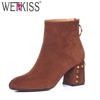 WETKISS Autumn Woman Ankle Boots Round Toe High Neck Footwear 2018 New Fashion Kid Suede Boots High Heels Rivet Female Shoes
WETKISS Autumn Woman Ankle Boots Round Toe High Neck Footwear 2018 New Fashion Kid Suede Boots High Heels Rivet Female Shoes