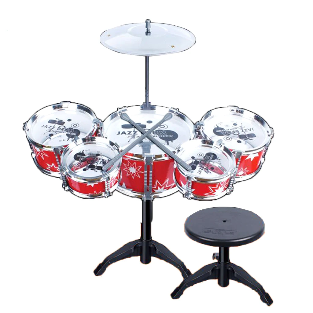 Cool Playing Drum Sound Musical Toy Red Drum Percussion Instruments Set Kids Play Fun Birthday Gift - 5 Drums + Stool
Cool Playing Drum Sound Musical Toy Red Drum Percussion Instruments Set Kids Play Fun Birthday Gift - 5 Drums + Stool