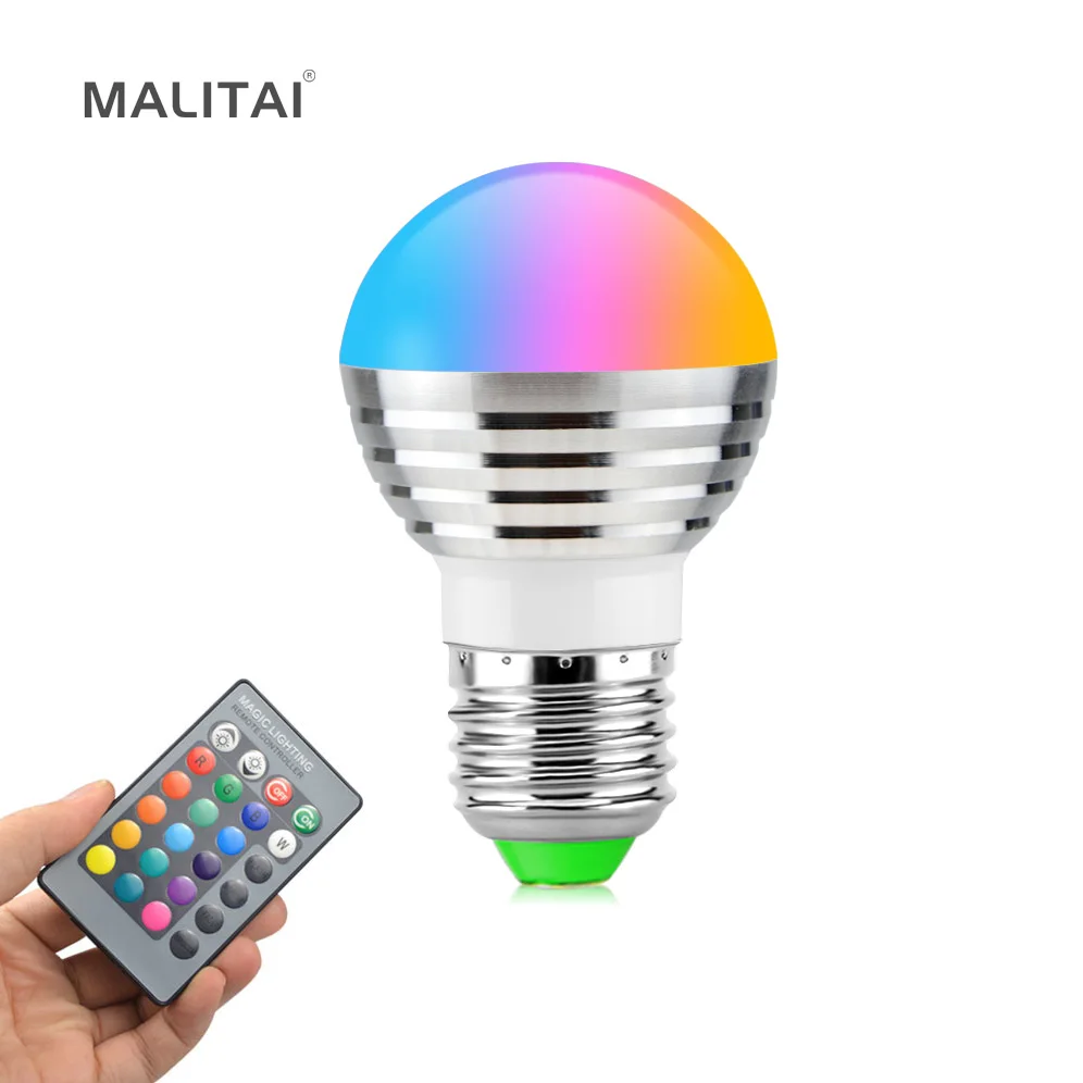 1X 16 Colors 5W RGB LED lamp 110V - 220V E27 Ball Spotlight Bulb With IR Remote Controller Holiday Decor Atmosphere Night light
1X 16 Colors 5W RGB LED lamp 110V - 220V E27 Ball Spotlight Bulb With IR Remote Controller Holiday Decor Atmosphere Night light