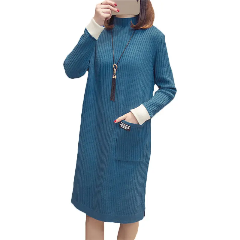 Autumn Winter Sweater Dress Female 2019 New Korean Loose Large Size Half-High Collar Solid Color Women Casual Knit Dress LQ620
Autumn Winter Sweater Dress Female 2019 New Korean Loose Large Size Half-High Collar Solid Color Women Casual Knit Dress LQ620