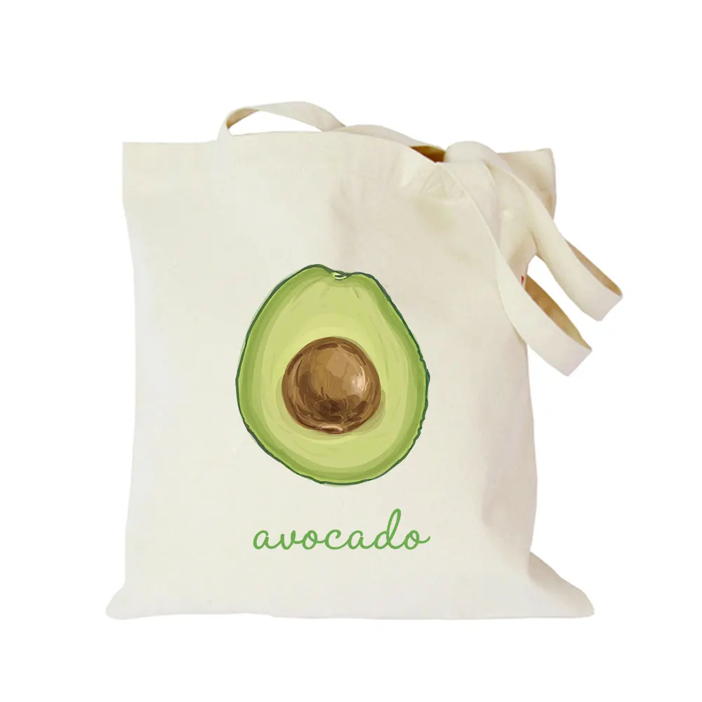 Origina kawaii canvas avocado custom tote bag customize eco diy logo shopping bag with logo (3)