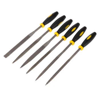 6pcs Woodworking Tools Wood File Set 180x5mm Comfortable Hand Grip Handles Mini Wood Rasp File Tools
