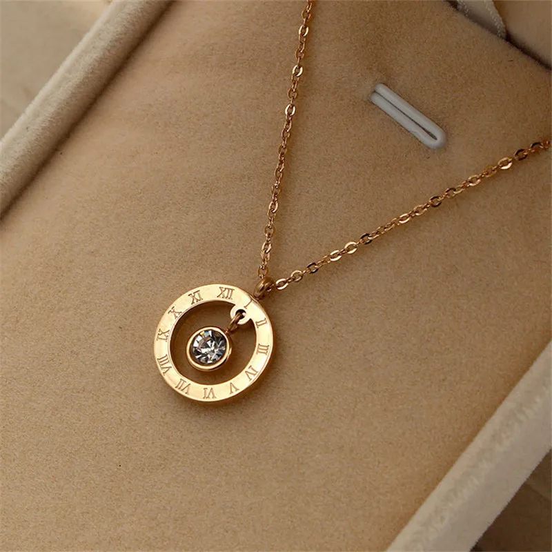 Martick Europe Brand Woman Pendant Necklace Roman Numerals With Single Shining Crystal Rose Gold Color Femme Necklace P13
Martick Europe Brand Woman Pendant Necklace Roman Numerals With Single Shining Crystal Rose Gold Color Femme Necklace P13