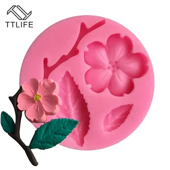 

TTLIFE Peach Blossom Branch Silicone Mold Flower Leves Fondant Cake Chocolate Baking Moulds Dessert Stencils Decorating DIY Tool