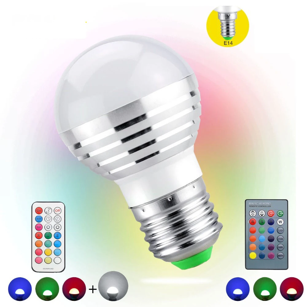 1Pcs AC85V-265V E27 E14 dimmer LED RGB Bulb Candle lamp 5W LED RGBW Spotlight magic Holiday lighting+IR Remote Control 16 colors
1Pcs AC85V-265V E27 E14 dimmer LED RGB Bulb Candle lamp 5W LED RGBW Spotlight magic Holiday lighting+IR Remote Control 16 colors