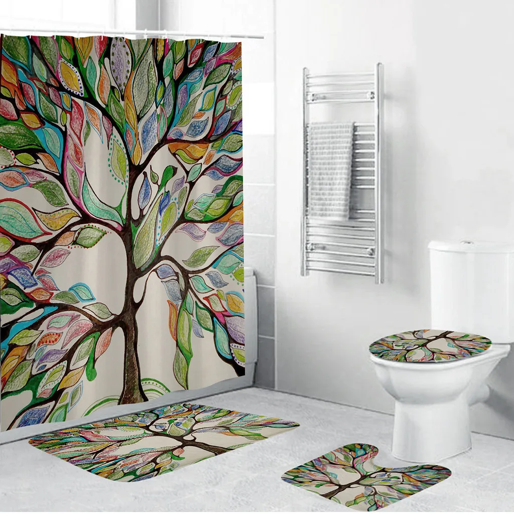 4pcs Shower tree Curtains Bath Mat Contour Rug toilet Lid Cover Set Carpet Anti Slip vaso sanitario cuvette wc
4pcs Shower tree Curtains Bath Mat Contour Rug toilet Lid Cover Set Carpet Anti Slip vaso sanitario cuvette wc