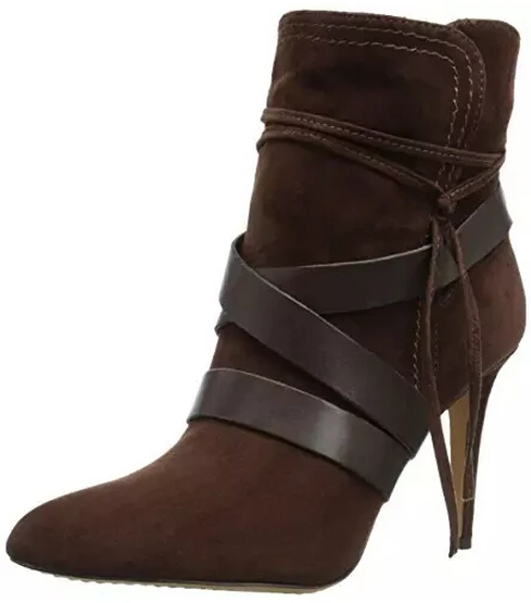 Hot Selling Dark Browm Women Ankle Winter Boots Pointed Toe Lace-up Wide Strap Zipper Short Bootie Thin Heels Ladies Dress Shoes
Hot Selling Dark Browm Women Ankle Winter Boots Pointed Toe Lace-up Wide Strap Zipper Short Bootie Thin Heels Ladies Dress Shoes