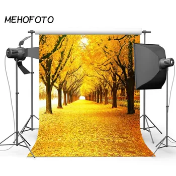 

Autumn Forest Photography Backdrop Maple Leaf Path Fallen Leaves Fall Photo Background for Photo Shoot Studio Photoshoot Prop