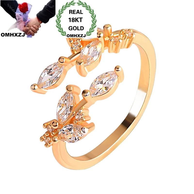 OMHXZJ Wholesale European Fashion Jewelry Woman Girl Party Birthday Wedding Gift Leaf AAA Zircon Resizable 18KT Gold Ring RR939
OMHXZJ Wholesale European Fashion Jewelry Woman Girl Party Birthday Wedding Gift Leaf AAA Zircon Resizable 18KT Gold Ring RR939