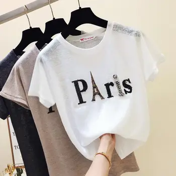 Summer Casual Women T-shirt Paris Letter Hot Diamond Harajuku Girl T Shirts Cartoon Basic Cool Tees Tops
Summer Casual Women T-shirt Paris Letter Hot Diamond Harajuku Girl T Shirts Cartoon Basic Cool Tees Tops