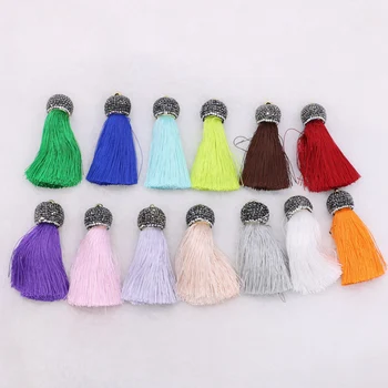 Silk tassel pendant beads Mix color druzy jewelry finding handcrafted silk tassel with black cz bead cap 1089
Silk tassel pendant beads Mix color druzy jewelry finding handcrafted silk tassel with black cz bead cap 1089