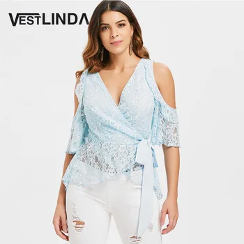 VESTLINDA Cold Shoulder Ruffles Belted Lace Blouse Women Clothing Blusas Mujer De Moda 2018 V Neck Half Sleeve Casual Ladies Top
VESTLINDA Cold Shoulder Ruffles Belted Lace Blouse Women Clothing Blusas Mujer De Moda 2018 V Neck Half Sleeve Casual Ladies Top