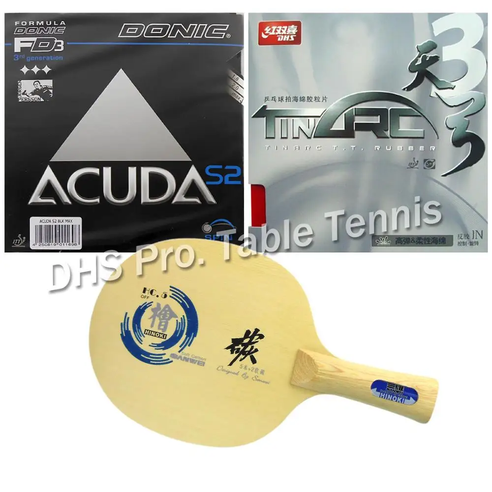 Pro Table Tennis Combo Paddle Racket Sanwei HC.5 with DHS TinArc3 and Donic ACUDA S2 Shakehand long handle FL
Pro Table Tennis Combo Paddle Racket Sanwei HC.5 with DHS TinArc3 and Donic ACUDA S2 Shakehand long handle FL