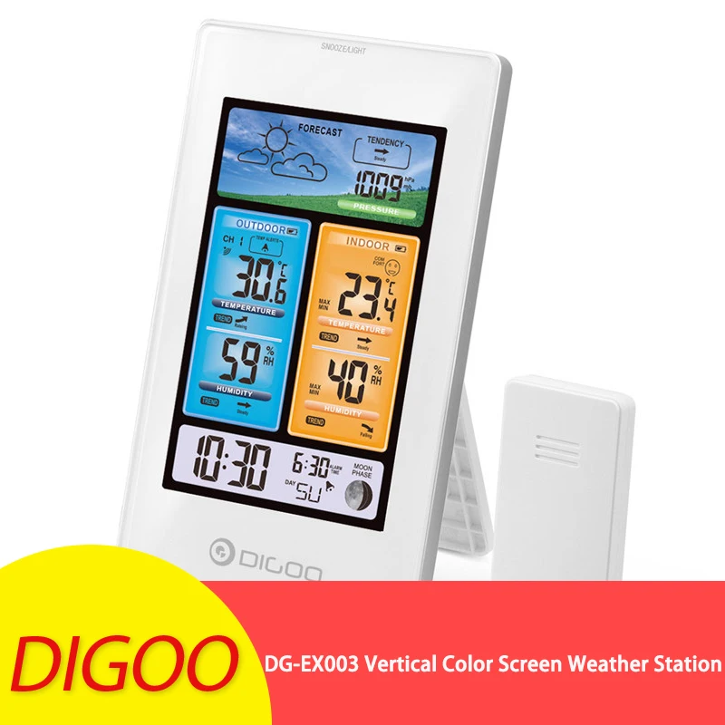 DIGOO DG-EX003 Smart Home Vertical Color Screen Weather Station Temperature Humidity Outdoor Sensor Thermometer Hygrometer
DIGOO DG-EX003 Smart Home Vertical Color Screen Weather Station Temperature Humidity Outdoor Sensor Thermometer Hygrometer