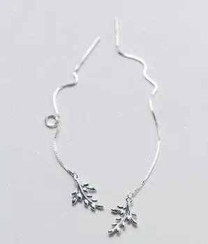 Lady's REAL. 925 Sterling Silver Jewelry Branch Olive Leaf Threader Long Earrings Pull Through Dangle GTLE1500
Lady's REAL. 925 Sterling Silver Jewelry Branch Olive Leaf Threader Long Earrings Pull Through Dangle GTLE1500
