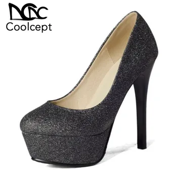Coolcept Sexy Office Lady High Heel Shoes Platform Shine Wedding Shoes Thin Heel Pumps Fashion Women Party Footwear Size 32-43 
Coolcept Sexy Office Lady High Heel Shoes Platform Shine Wedding Shoes Thin Heel Pumps Fashion Women Party Footwear Size 32-43