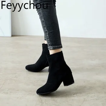 Women Boots Autumn Winter Med Heel Warm Flock Square Toe Zipper Ankle Chelsea Shoes 2018 Sexy New Fashion Casual Black Gray Pink
Women Boots Autumn Winter Med Heel Warm Flock Square Toe Zipper Ankle Chelsea Shoes 2018 Sexy New Fashion Casual Black Gray Pink