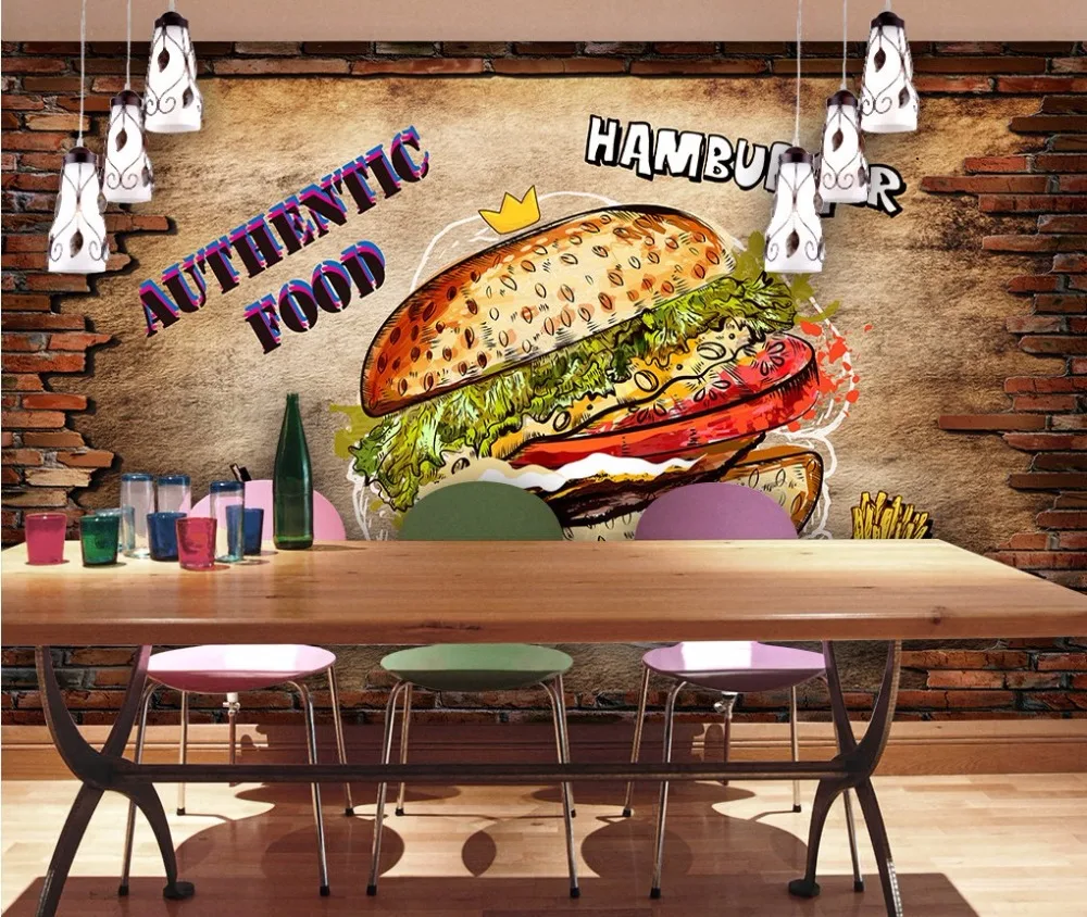 Free shipping Custom Wallpaper Fast food restaurant burger gourmet background wall leisure bar wallpaper texture modern
Free shipping Custom Wallpaper Fast food restaurant burger gourmet background wall leisure bar wallpaper texture modern