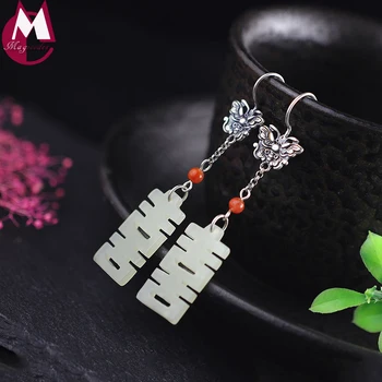 Drop Earrings For Women Natural Jade Carving Ethnic Original Design Real 925 Sterling Silver Vintage Animal Long Ear Jewelry
Drop Earrings For Women Natural Jade Carving Ethnic Original Design Real 925 Sterling Silver Vintage Animal Long Ear Jewelry