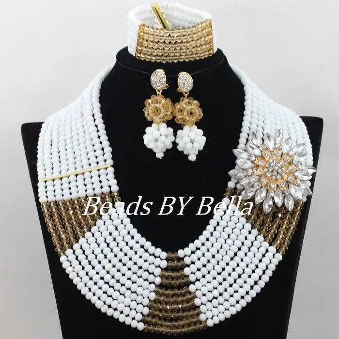 Trendy Opaque White Gold African Beads Jewelry Set Crystal Necklace Nigrian Wedding Bridal Jewelry Sets Free Shipping ABF123
Trendy Opaque White Gold African Beads Jewelry Set Crystal Necklace Nigrian Wedding Bridal Jewelry Sets Free Shipping ABF123