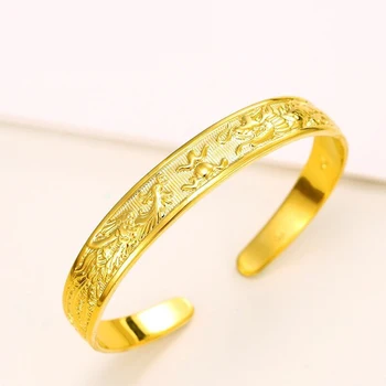 MGFam Chinese Traditional Dragon and Phoenix Bangles Pure Gold Color for Wedding Women
MGFam Chinese Traditional Dragon and Phoenix Bangles Pure Gold Color for Wedding Women