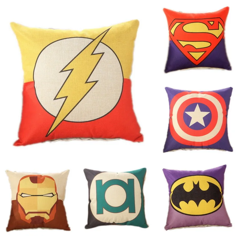 Super Hero Cushion Cover Movie Star Cotton Pillowcase Flash Iron Man Captain American Batman Superman Decor Chair Seat Pad
Super Hero Cushion Cover Movie Star Cotton Pillowcase Flash Iron Man Captain American Batman Superman Decor Chair Seat Pad