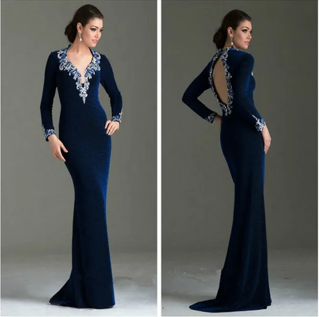 Clarisse Special Occasion Dress Deep V-neck Open Back long Sleeve Dark Blue Velvet Evening Dress
Clarisse Special Occasion Dress Deep V-neck Open Back long Sleeve Dark Blue Velvet Evening Dress