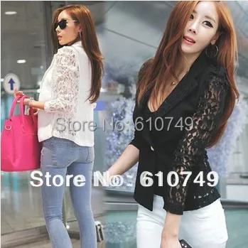New 2019 Top Shirt Sexy Sheer Lace jacket Lady Suit Outwear Women OL Formal Slim Jacket Black White M L FREE SHIPPING Wholesale
New 2019 Top Shirt Sexy Sheer Lace jacket Lady Suit Outwear Women OL Formal Slim Jacket Black White M L FREE SHIPPING Wholesale