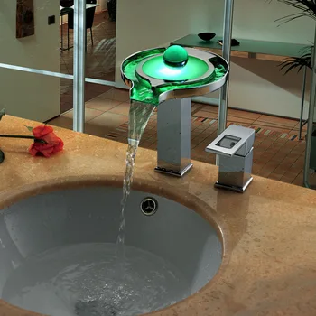 Elegant LED Bathroom Basin Faucet Brass Chrome Finished LED Waterfall Water Taps Deck Mounted Basin LED Tap Mixer Torneira
Elegant LED Bathroom Basin Faucet Brass Chrome Finished LED Waterfall Water Taps Deck Mounted Basin LED Tap Mixer Torneira