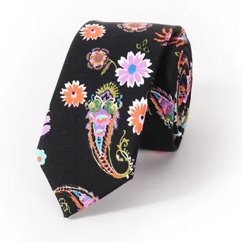 

6cm Fashion Paisley Floral Cotton Ties For Men Brand Wedding Suit Gravatas Corbatas Slim Neck Tie Cravat Necktie CT08101