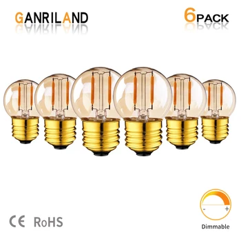 

GANRILAND G40 LED String Lights Bulb Filament Globe Lamp Edison Bulb E27 220V Gold 1W 2200K Led E26 110V Dimmable Christmas Lamp