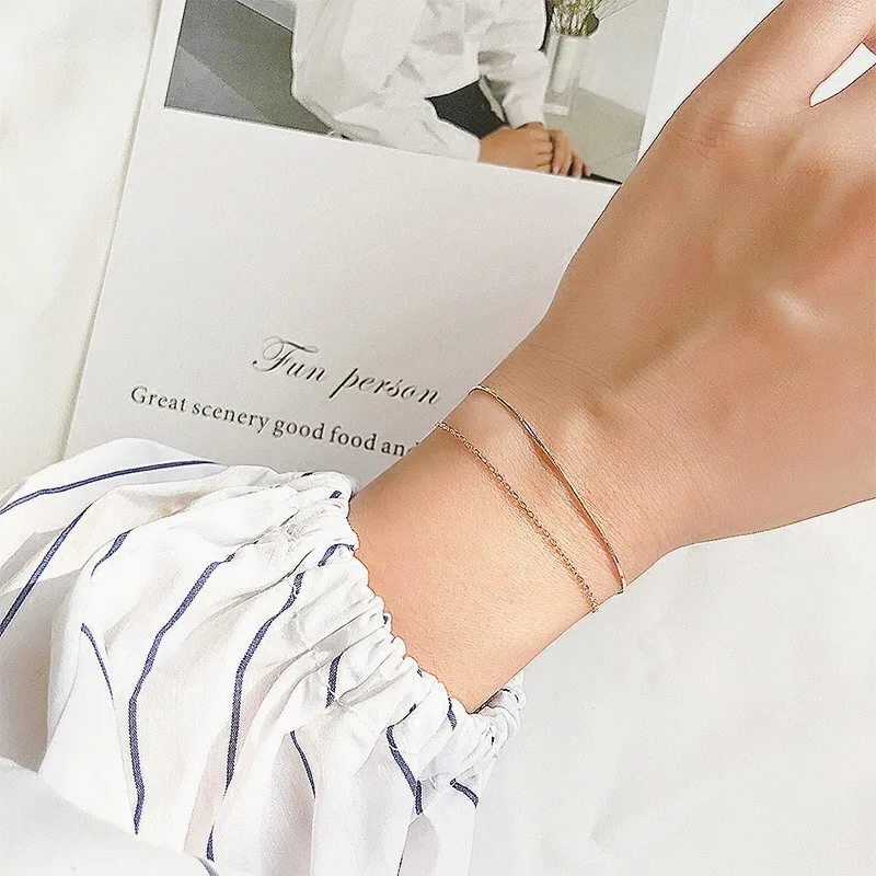 925 Sterling Silver Bracelet Female Double-deck Snake Bone Chain Simplicity Personality Superfine Fresh Z6059
925 Sterling Silver Bracelet Female Double-deck Snake Bone Chain Simplicity Personality Superfine Fresh Z6059