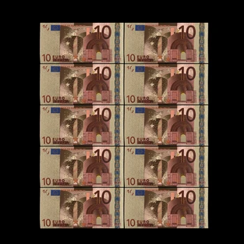 10pcs 10 EUR Gold Banknotes In 24K Gold Fake Paper Money for Collection Euro Banknote Sets Bills EU Collection Gift
10pcs 10 EUR Gold Banknotes In 24K Gold Fake Paper Money for Collection Euro Banknote Sets Bills EU Collection Gift