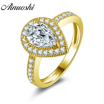 AINUOSHI Trendy Water Drop Halo Ring 14K Solid White/Yellow Gold Pave Setting Band Pear Cut Sona Diamond Wedding Engagement Ring
AINUOSHI Trendy Water Drop Halo Ring 14K Solid White/Yellow Gold Pave Setting Band Pear Cut Sona Diamond Wedding Engagement Ring