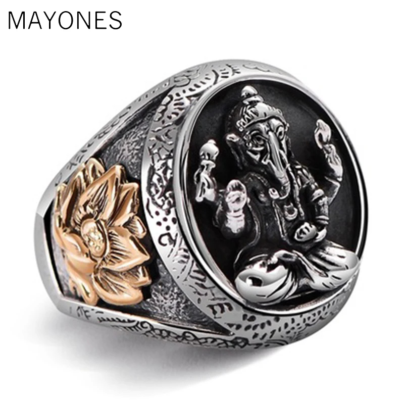 MAYONES Pure Solid 925 Sterling Silver Elephant Nose Rings For Men Vintage Punk Style Thailand Buddha Gods Ring Men Jewelry
MAYONES Pure Solid 925 Sterling Silver Elephant Nose Rings For Men Vintage Punk Style Thailand Buddha Gods Ring Men Jewelry
