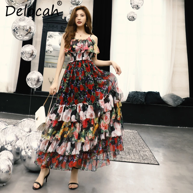 Delocah Women Summer Spaghetti Strap Dress Runway Fashion Designer Backless Ruffled Floral Print Elegant Vintage Cupcake Dresses
Delocah Women Summer Spaghetti Strap Dress Runway Fashion Designer Backless Ruffled Floral Print Elegant Vintage Cupcake Dresses