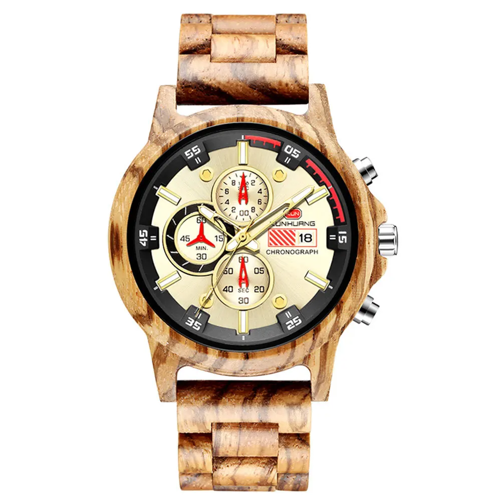 2019 Men's Multi-function Sports Wood Watch Sub-dials Wooden Watch Quartz Analog Movement Date Wrist Watch for Men
2019 Men's Multi-function Sports Wood Watch Sub-dials Wooden Watch Quartz Analog Movement Date Wrist Watch for Men