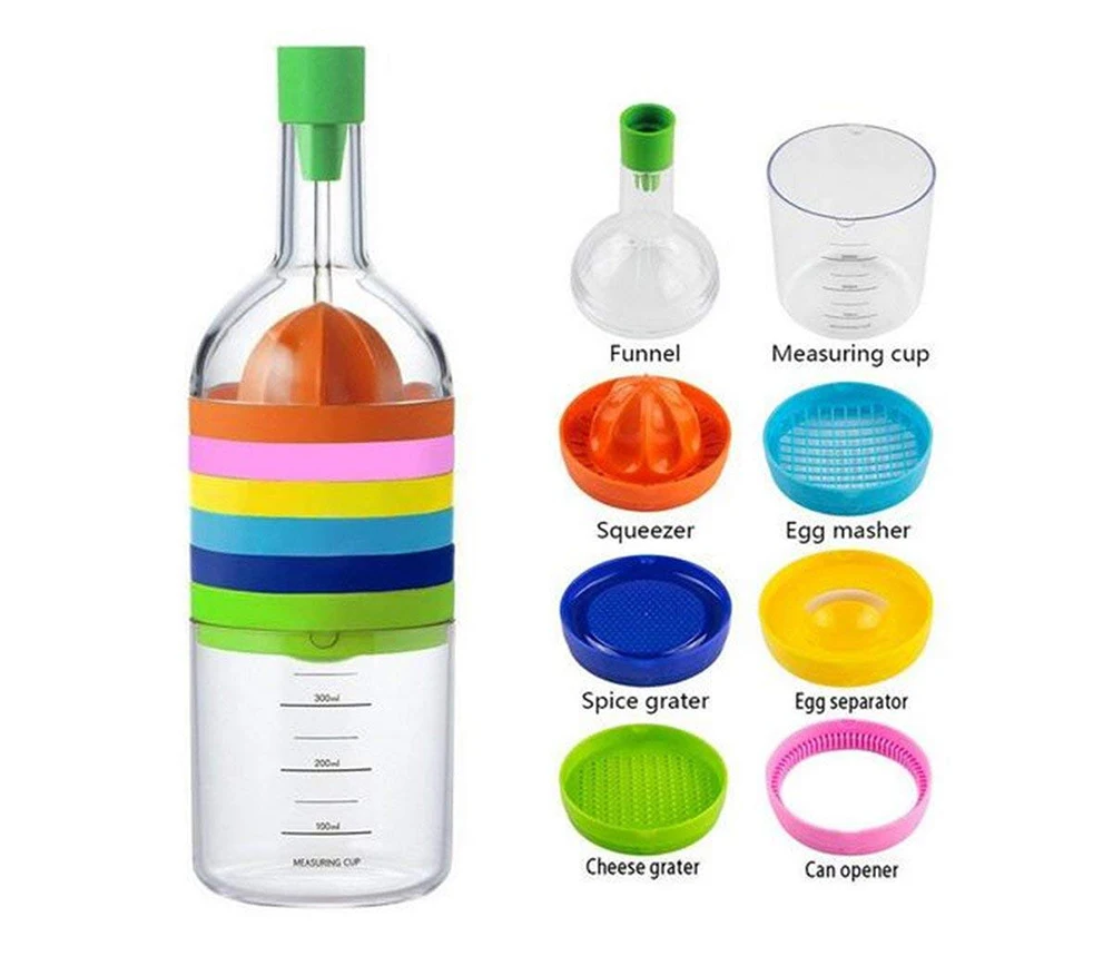 Multi Kitchen Tool Bottle Set Kitchen Gadget Funnel Fruit Squeezer Spice Grater Cheese Grater Egg Masher&Separator Measuring Cup
Multi Kitchen Tool Bottle Set Kitchen Gadget Funnel Fruit Squeezer Spice Grater Cheese Grater Egg Masher&Separator Measuring Cup