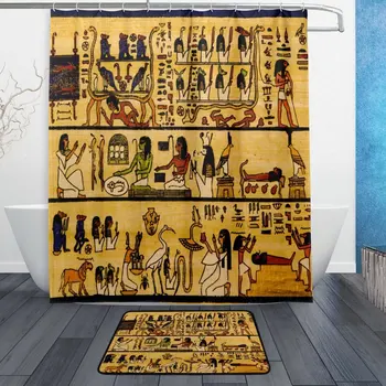 Egyptian Tribal Shower Curtain and Mat Set, Exotic Ethnic Waterproof Fabric Bathroom Curtain
Egyptian Tribal Shower Curtain and Mat Set, Exotic Ethnic Waterproof Fabric Bathroom Curtain