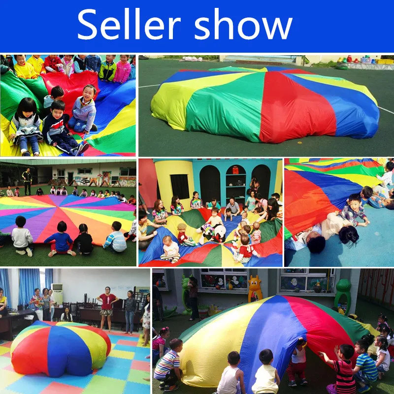 Kindergarten Outdoor Game Rainbow Umbrella Parachute Toy Jump-Sack Ballute Play For Kids 2M3M3.6M4M5M6M Diameter 2019 New (4)
