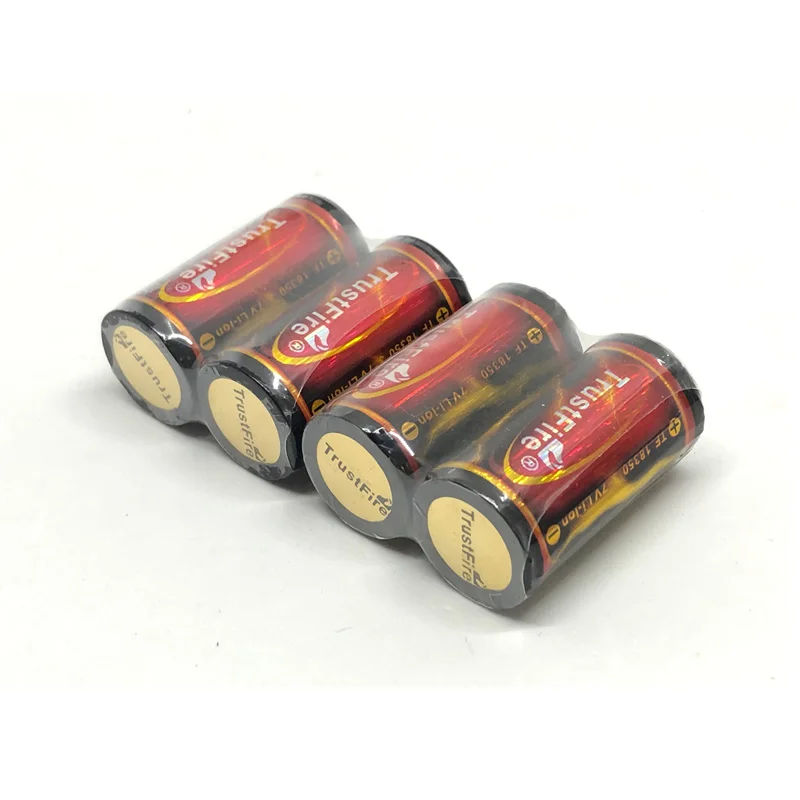 4pcs/lot TrustFire Protected 18350 Li-ion Battery 1200mAh 3.7V Rechargeable Lithium Batteries Cell with PCB For LED Flashlights
4pcs/lot TrustFire Protected 18350 Li-ion Battery 1200mAh 3.7V Rechargeable Lithium Batteries Cell with PCB For LED Flashlights