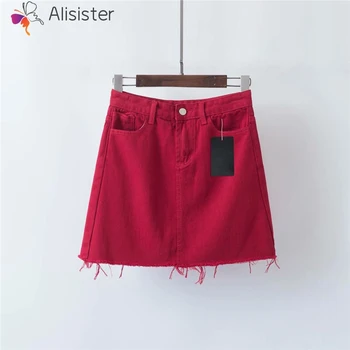 Frayed Hem Pockets Denim Skirt 2019 New Red Ripped Mid Waist Girl Casual Mini Skirt Summer A Line Basic Women Skirts
Frayed Hem Pockets Denim Skirt 2019 New Red Ripped Mid Waist Girl Casual Mini Skirt Summer A Line Basic Women Skirts