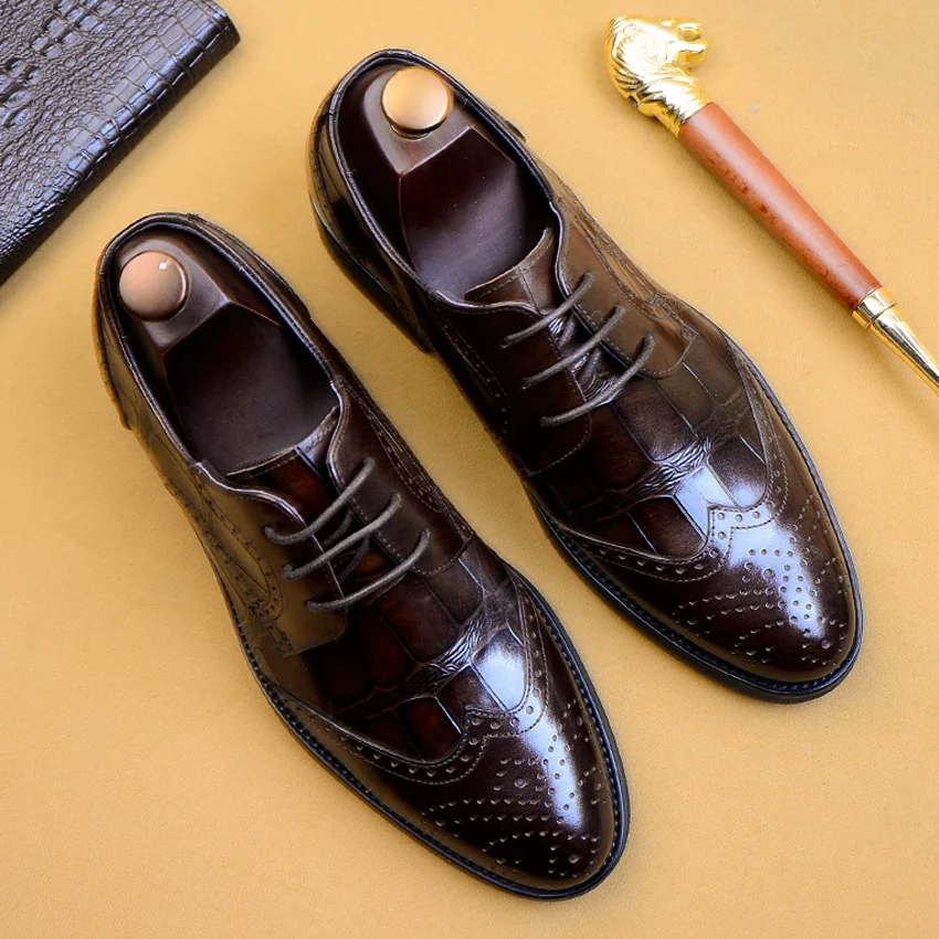 New Pattern Genuine Leather Formal Dress Wingtip Brogues Shoes Retro Round Toe Handcrafted Men's Business Office Oxfords AS152
New Pattern Genuine Leather Formal Dress Wingtip Brogues Shoes Retro Round Toe Handcrafted Men's Business Office Oxfords AS152