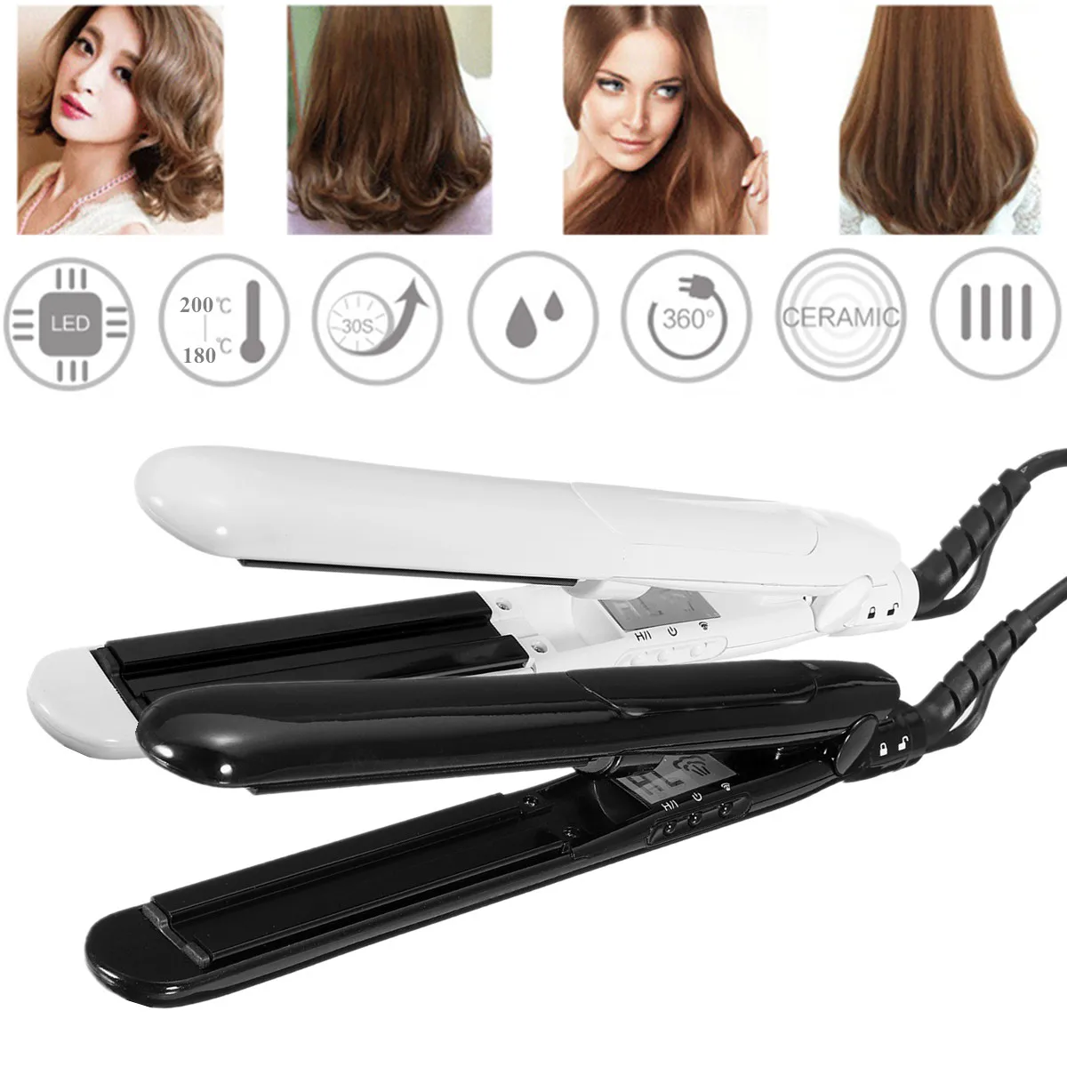 Professional Ceramic Steam Hair Straightener Flat Iron Spraying Curling Dry Wet 110-240V Steam Treatment EU Plug 29x3x3.4cm
Professional Ceramic Steam Hair Straightener Flat Iron Spraying Curling Dry Wet 110-240V Steam Treatment EU Plug 29x3x3.4cm